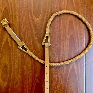 Brown Braided Belt with Gold Finishes